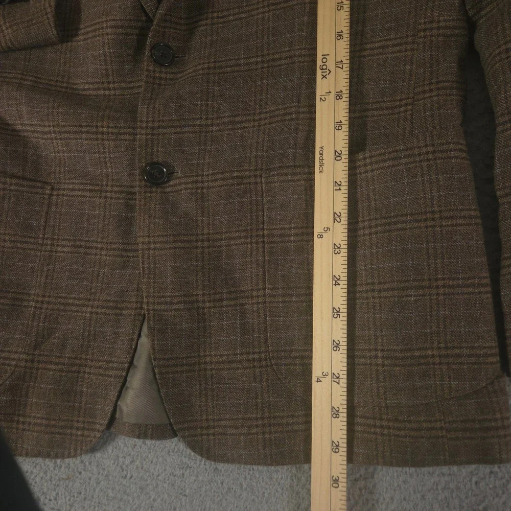 Banana Republic Blazer Mens 42R Brown Slim Italian Cotton Plaid Surgeons Cuff